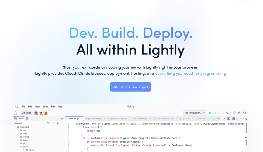 Lightly IDE - Use AI to code and host with one-click
