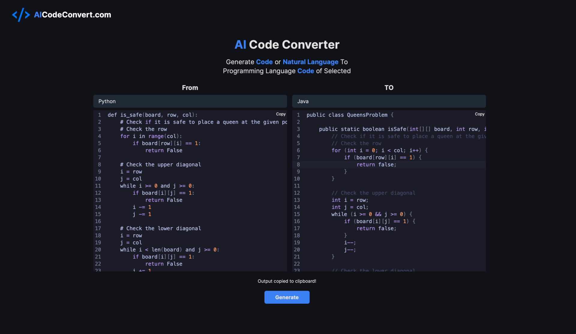 AI Code Converter - Generate Code or Natural Language To Another ...